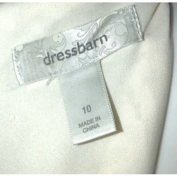 DRESS BARN- WOMENS OFF WHITE LACE EMBELLISHED STONES KNEE LENGHT DRESS SIZE 10 - Picture 4 of 6